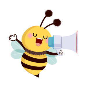 A bee talking into a megaphone